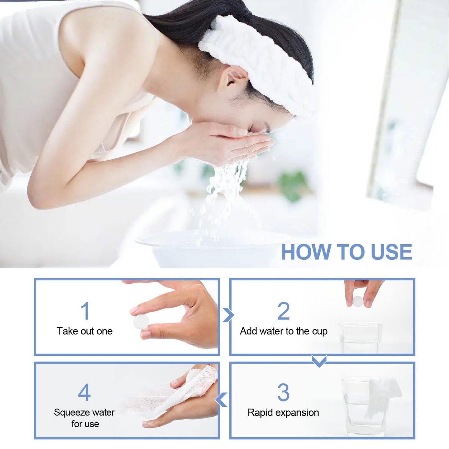 100 PCS Portable Compressed Towel Tablets, Compressed Hand Wipe Coin Paper Towel, Camping Wet Towel, Disposable Towel for Travelling, For Home Beauty Outdoor Sports