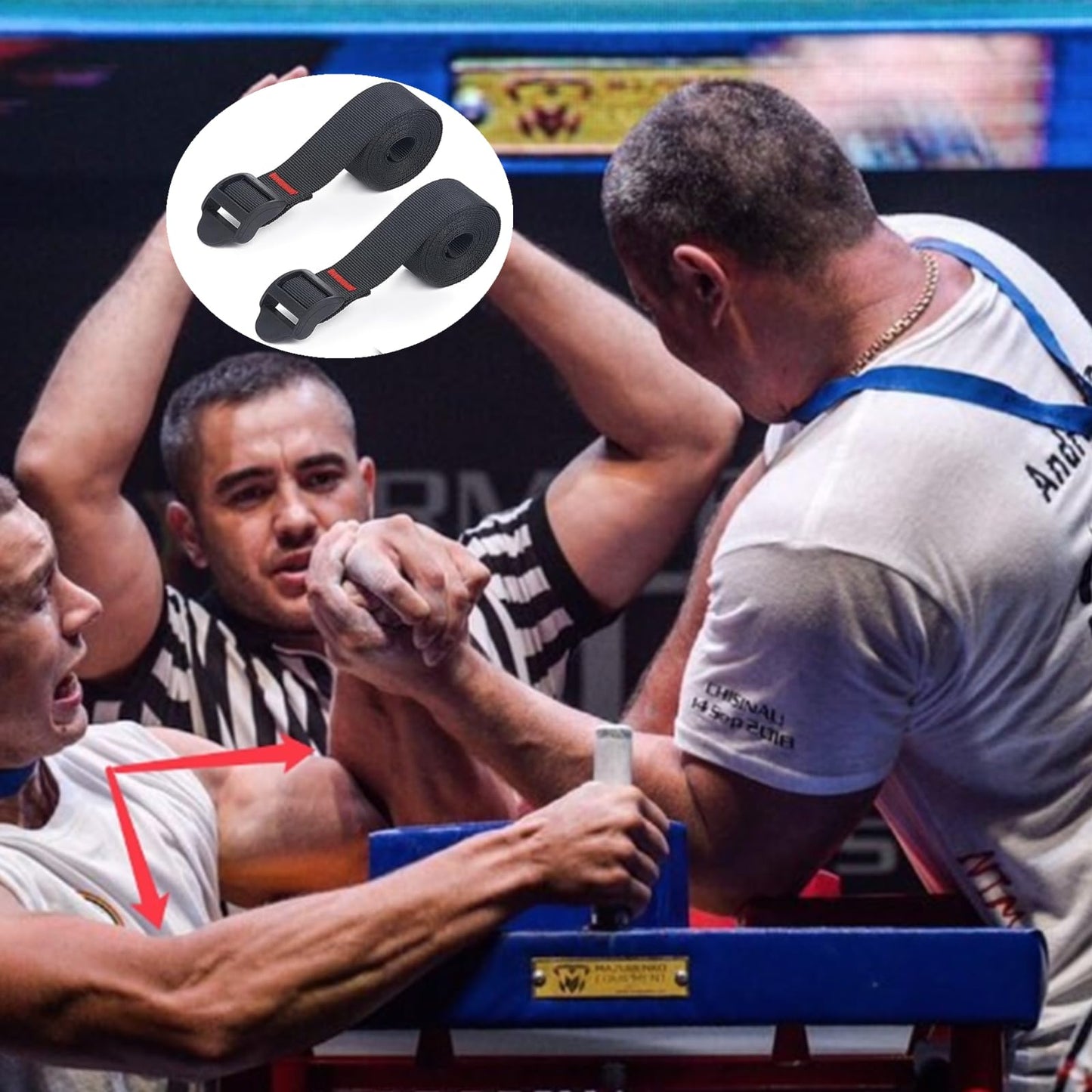 JLEivvi 2 PCS Wrestling Belt Arm Wrestling Competition Match Strap,Non Slip Exercise Band, Arm Training Belt with Buckle for Bodybuilding Gym Workout Fitness