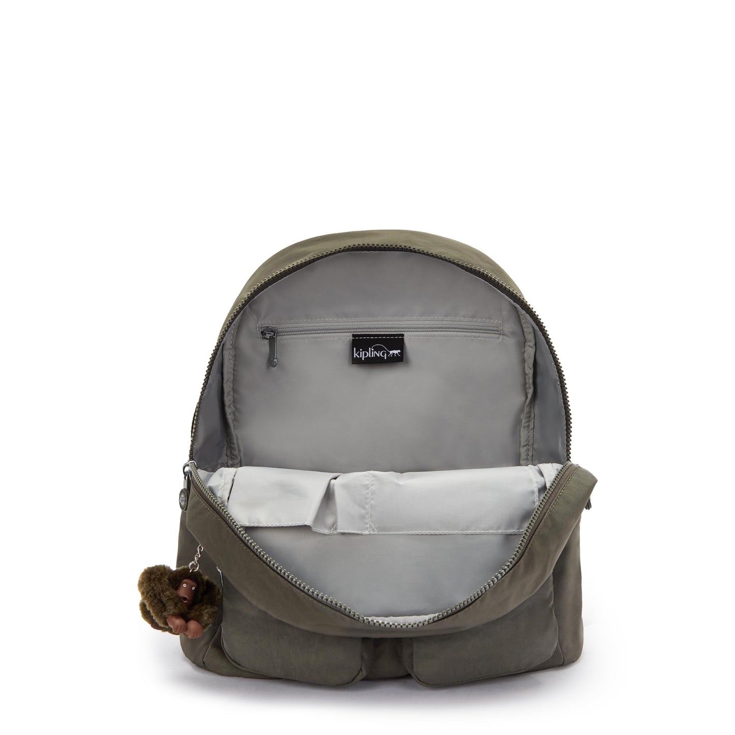 Kipling Women's Fiona Medium, Adjustable Straps, Flap Closure, Top Carry Handle, Backpack, Field Green, 13.25''L x 13.25''H x 6''D