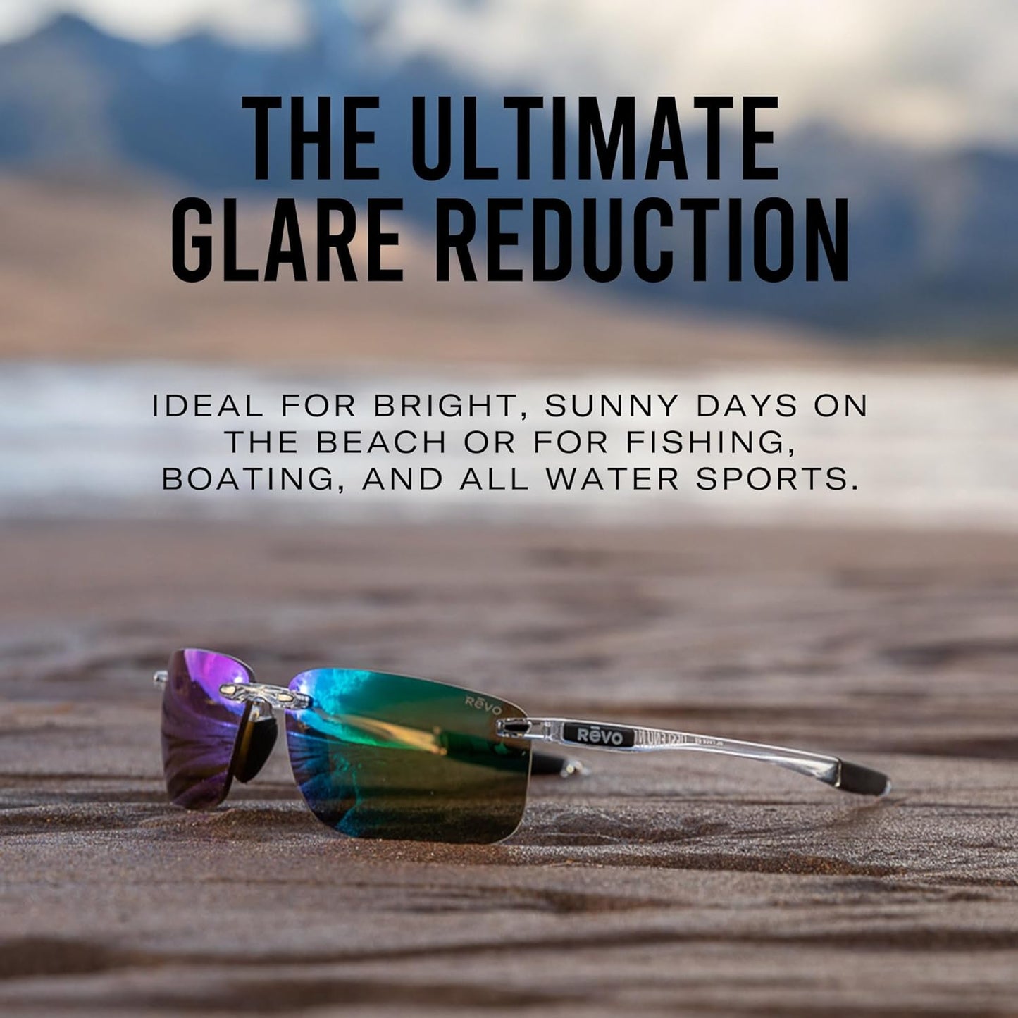 Revo Sunglasses Descend N: Polarized Lens with Rimless Rectangular Frame