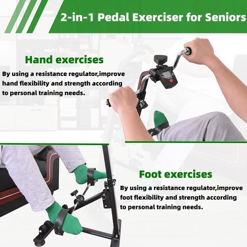 EvepeS Upgraded Pedal Exerciser for Seniors Elderly Exercise Equipment Hand Arm Leg and Knee Peddler Bike Stroke Recovery Equipment, black
