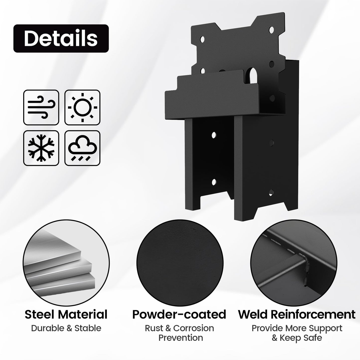 Toriexon Deer Blind Brackets, Outdoor 4 x 4 Platform Bracket, 14 Gauge Steel Elevator Brackets for Deer Stand, Hunting Blinds, Shooting Shack (4 Pack)