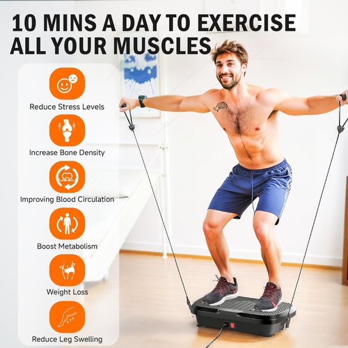 Vibration Plate Exercise Machine, Whole Body Workout Vibration Plate for Lymphatic Drainage, 240 Adjustable Speeds Power Vibrating Plate Home Fitness Platform for Shaping, Max Weight 330lbs