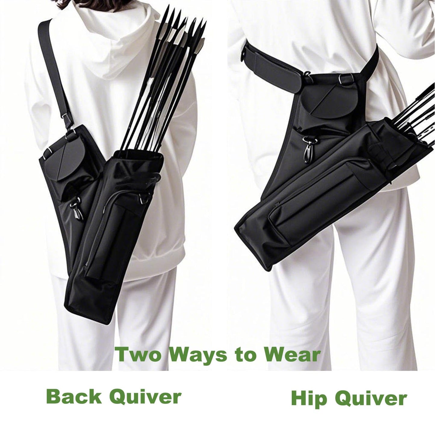 ARusyna Archery Hip Quiver for Arrows with 4 Arrow Tubes Arrow Holder, Pockets for Accessories and Waist Belt