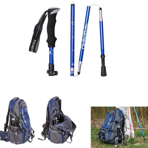 ThreeH Pair of 2 Travel Trekking with Quick Lock System Hiking Pole for Men Women Walking Sticks for Seniors Ultralight Folding Walking Poles for Hiking Black