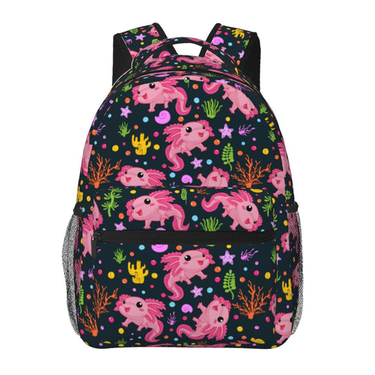Keiutexe Axolotl Salamander Backpack With Adjustable Padded Shoulder Straps 17 Inch Daypacks For College Travel