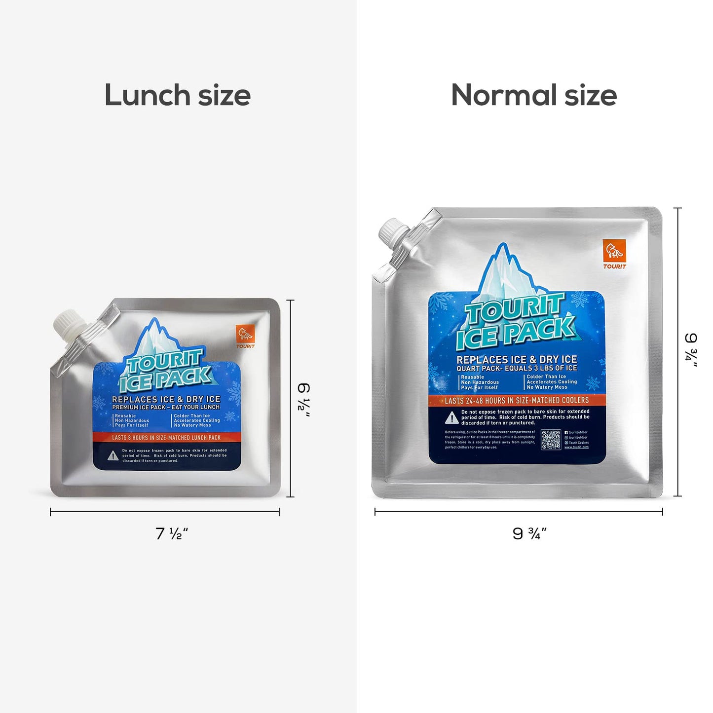TOURIT Dual Compartment Lunch Bag Women Insulated with Reusable Ice Packs for Coolers Long Lasting