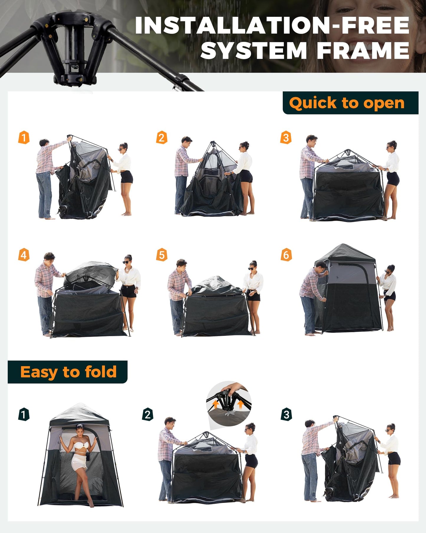 KingCamp Instant Shower Tent, Portable Superior Stable Privacy Shelter, Large Room Outdoor Toilet Tent with Floor for Beach, Camping & Hiking, Setup in Under 60s