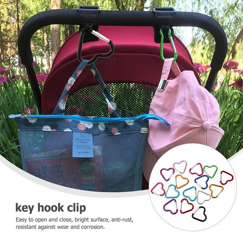 Heart Shaped Carabiner Clip Aluminum Alloy Keychain Clip Spring Snap Hook Camping Backpack Clips Heavy Duty Carabiner Rustproof Backpack Carabiner Lightweight Aluminum Alloy Keychain Clip (Red)