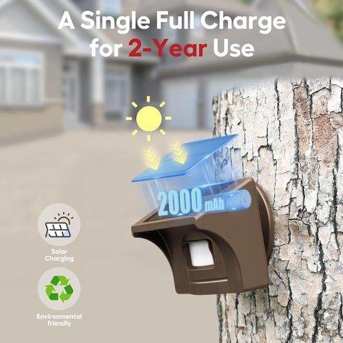 eMACROS Pro 4 Solar Driveway Alarm with App,1/2 Mile Range, Perfect for Use with Home Security Cameras, Rechargeable Base Station with 7-Day Backup Power & 58 Chimes, Idea Gifts for Parents (2025 New)