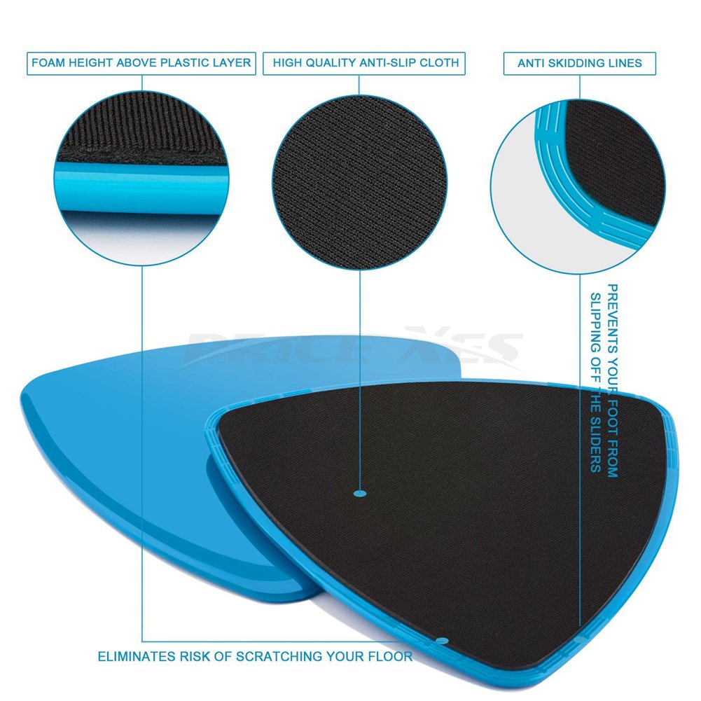 2 x Dual Sided Gliding Discs Exercise Sliders Core Sliders Fitness Ultimate Trainer Gym Home Abdominal & Total Full Body Workout Equipment on ALL surfaces Slide & Glide Exercises (Black, Circle)