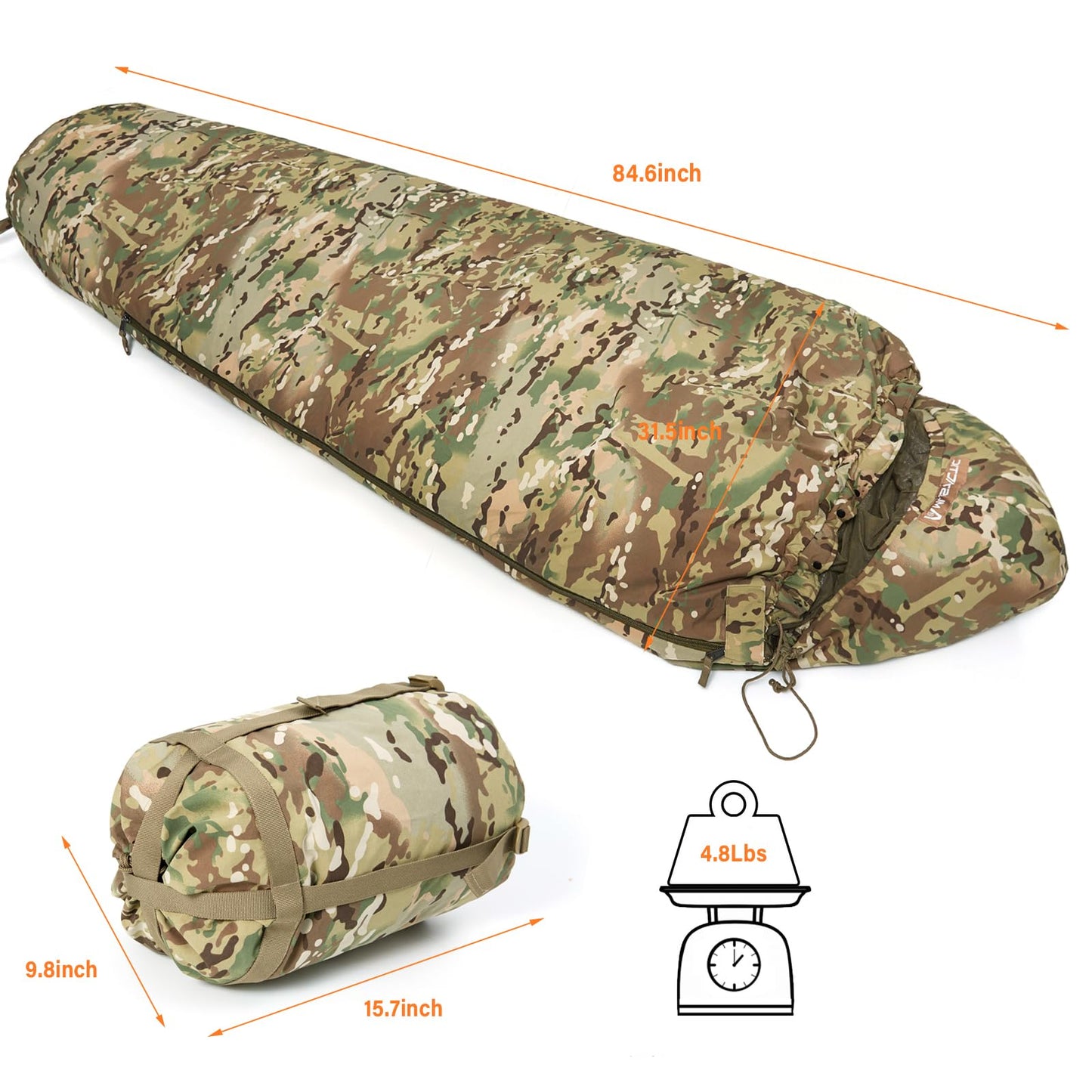 MT Military Army Force Defence 4 & Tropen Patrol Mummy Sleeping Bags with Bivy Cover Compression Sack, Modular Sleeping System 2.0 for Cold Weather,
