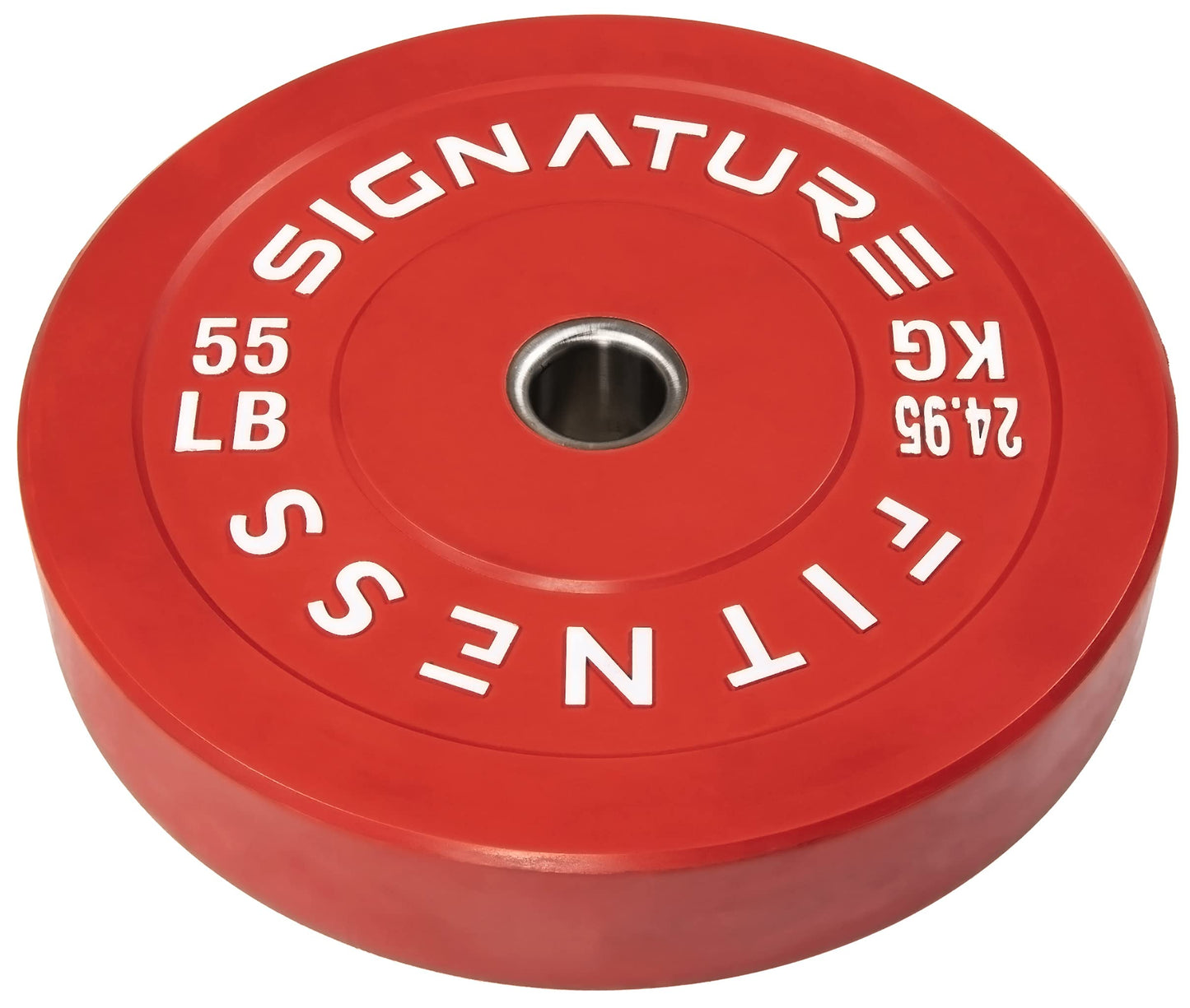 Signature Fitness 2" Olympic Bumper Plate Weight Plates with Steel Hub, 55LB Single, Colored