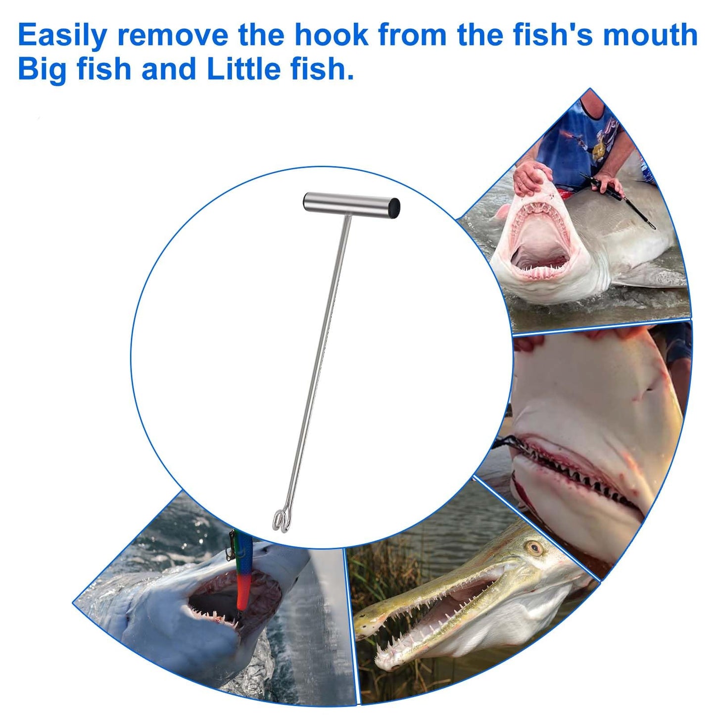 2 Pack Stainless Steel Fishing Hook Remover,Push/Pull Hook Remover,Dehooker Tool,Anti-Lost Saltwater Dehooker Tool Shark Hook Remover (17")
