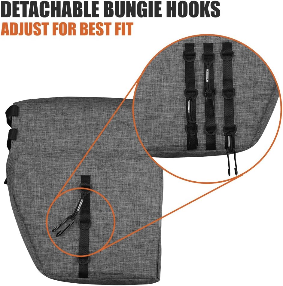 BV 26L Rear Bike Bag - Bike Saddle Bag with 4 Zippered Compartments & Adjustable Hooks - Water-Resistant Bike Bags for Bicycles with Reflective Trim, Taillight Hanger & Handle - Fits Most Racks
