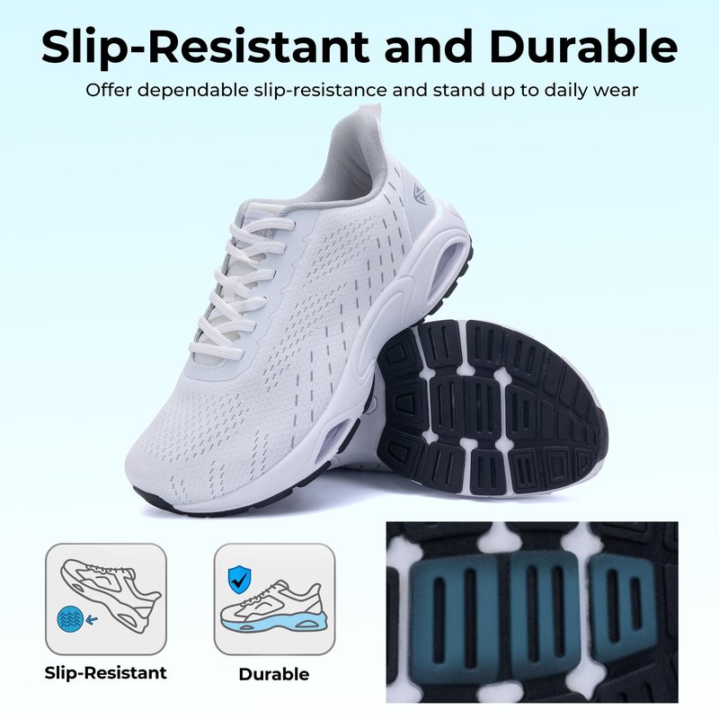AOV Wide Toe Box Running Shoes for Men Arch Support Walking Sneakers Plantar Fasciitis Orthotic Tennis Slip On Shoes for Gym Workout Jogging White Size 13
