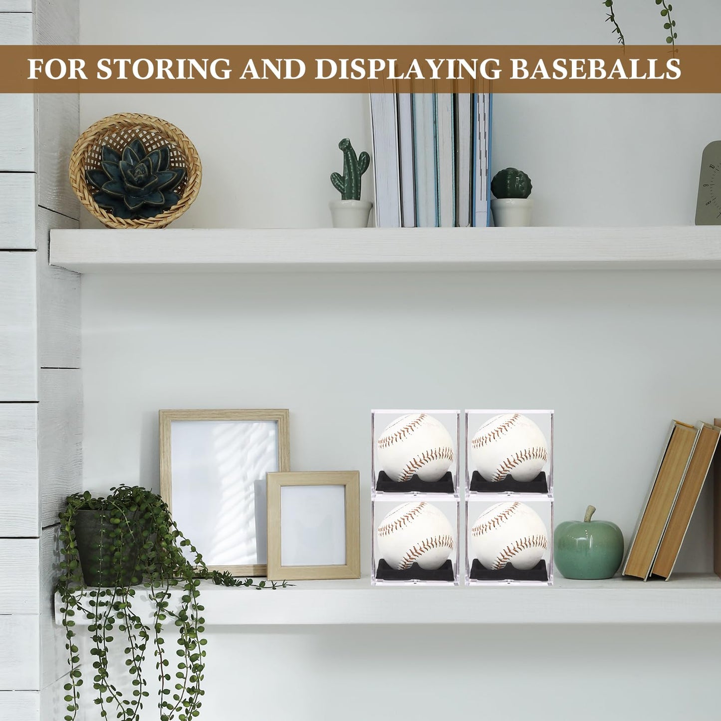 Kigley 18 Pcs Baseball Display Cases for Balls, UV Protection Cube Acrylic Baseball Holder, Clear Storage Autograph Holders for Official Size Memorabilia Ball Display Cases