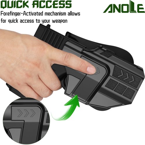 OWB Holster for Glock 43 43X 48, G43X MOS, G48 MOS, Adjustable Tightness Paddle Holster Optic Cut, Index Finger Release Right Hand, Black