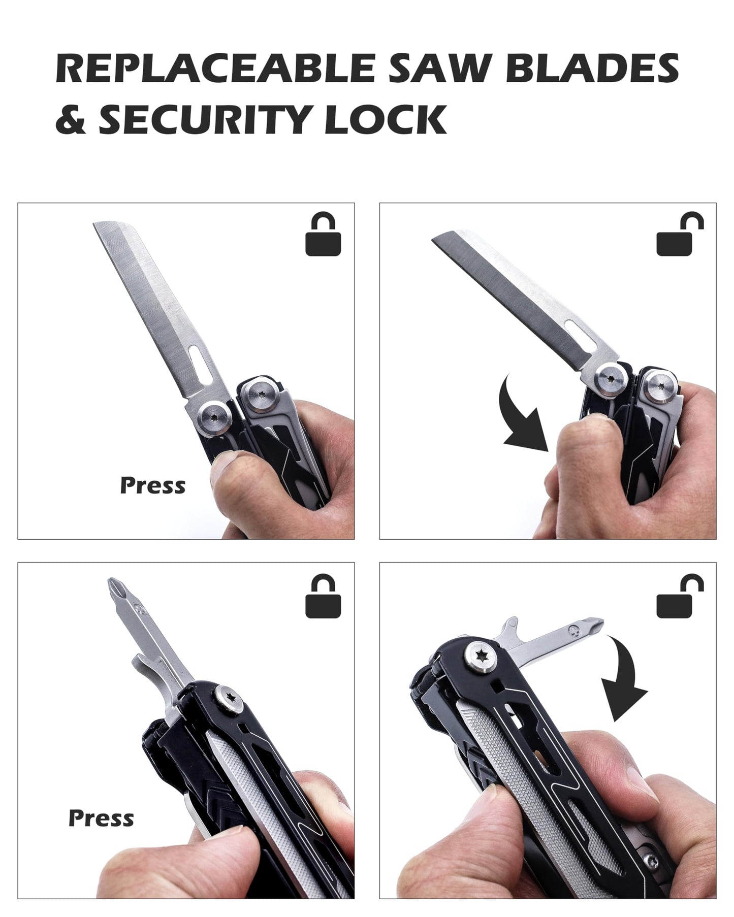 RUSH DEER Multi-Tool 18-in-1 Essential Survival Tools and Multitools Plier- Gift for Men-Versatile Camping Tool Kit-ultimate versatile toolkit For DIY, Outdoor-Black