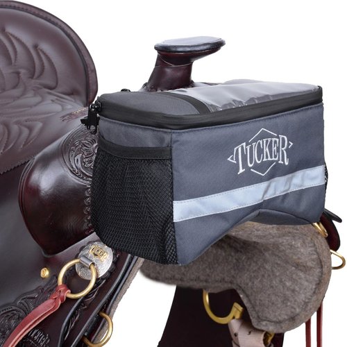 Tucker Navigator Compact Resistant Nylon Contoured Horseback Riding Trail Gear Saddle Pommel Bag w/Waterproof Pockets, Adjustable Strap, Reflective Strip,12x12x4 - Graphite Gray