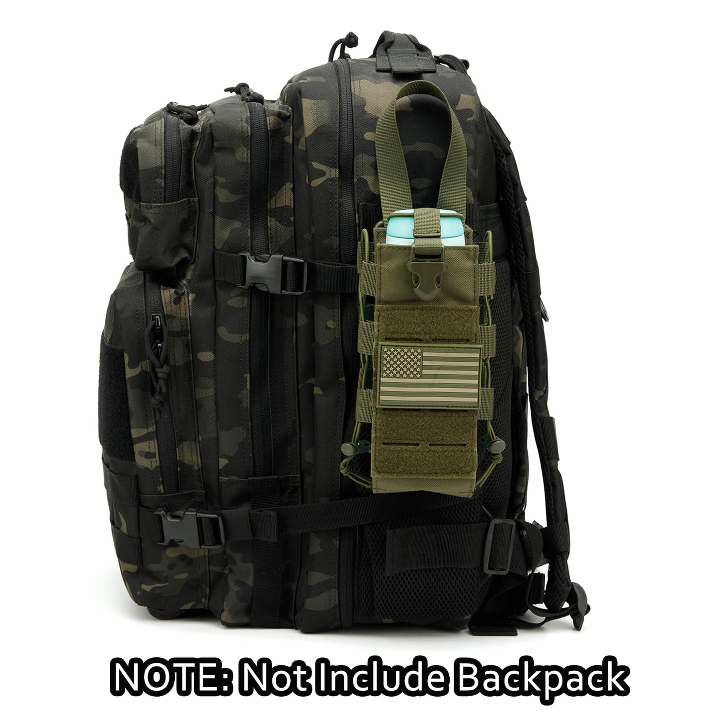 Molle Water Bottle Holder Molle Pouch Carrier,Tactical Water Bottle Pouch,Water Bottle Carrier with Strap,Tactical Molle Water Bottle Pouch,Water Bottle Holder Carrier for Walking (2 PCS GREEN)