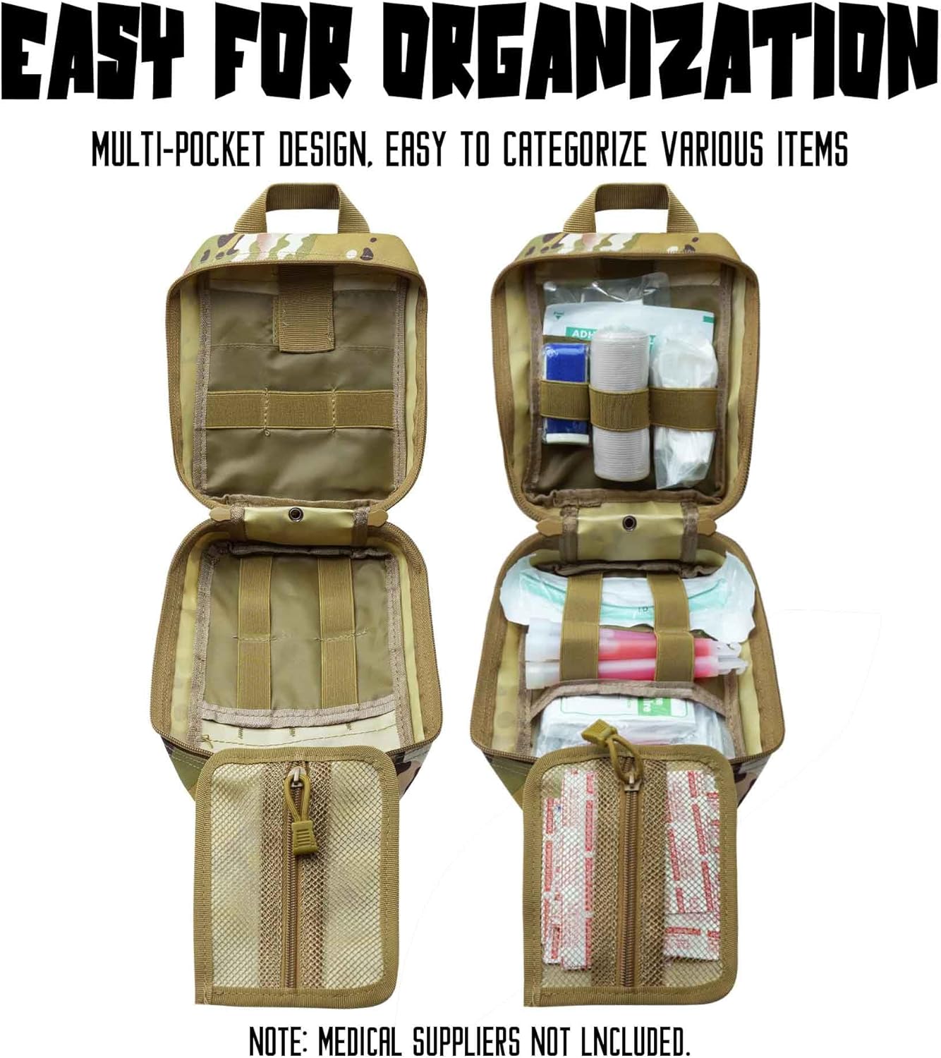 1000D Molle Ifak Pouch Rip Away, Tactical Tear Away Medical Pouch Empty, Military First Aid Pouch Bag Only for Camping Hiking Travel