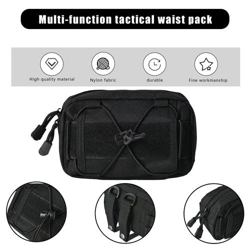 WUYUNTAI Tactical Pouches, Molle Admin Pouches Utility Cell Phone Flashlight Tool Pouch for Tactical Vest Chest Waist Pack Utility Tool Pouch Tactical Bag (Black)