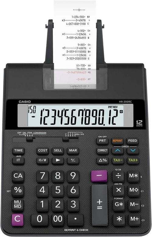 Casio HR-200RC – Desktop Printing Calculator with Dual-Color Print & 150-Step Check | Cost/Sell/Margin, Tax & Calendar | New Version of HR-150TM | Ideal for Accounting & Retail