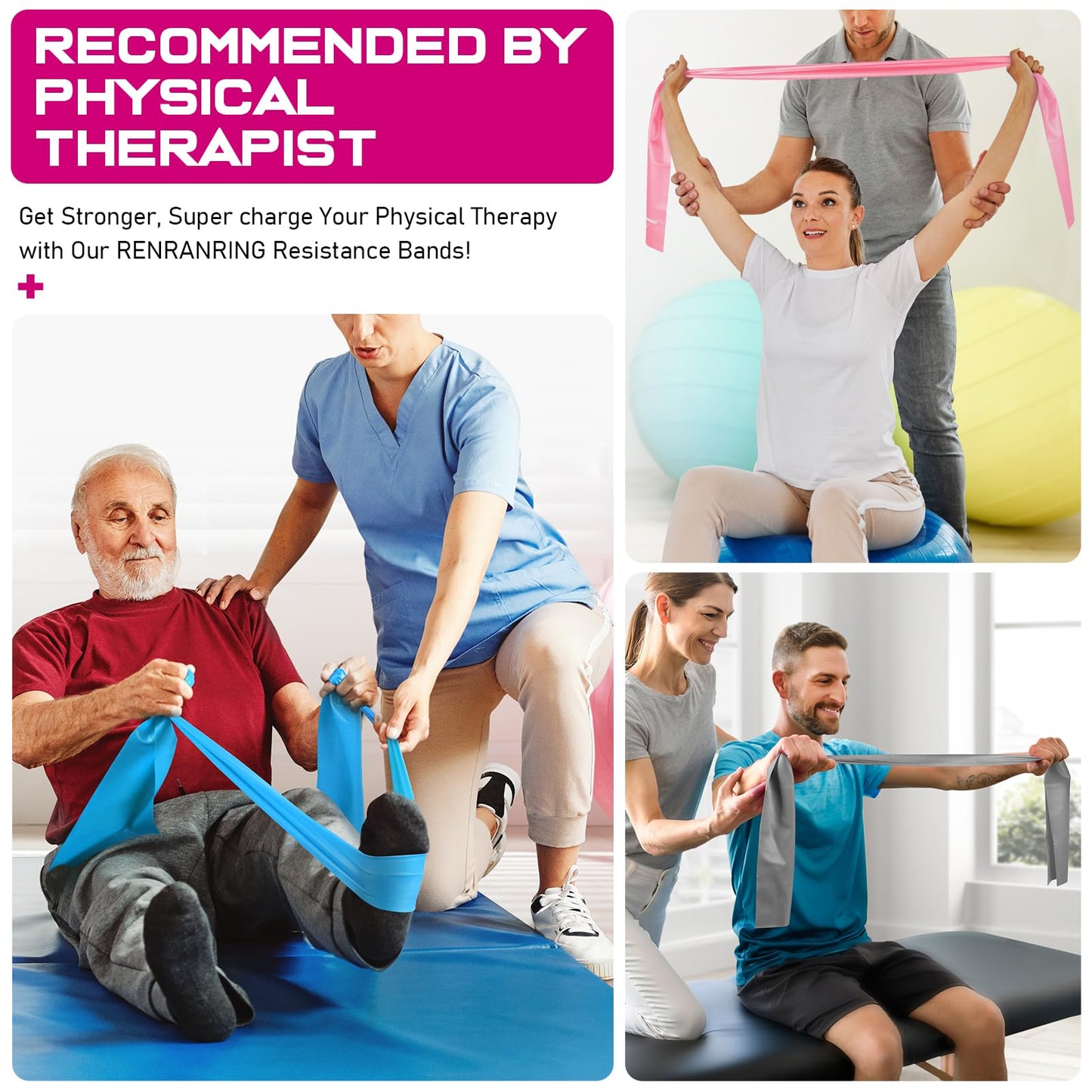 150lbs Resistance Bands for Working Out, 5.9ft Exercise Bands for Physical Therapy, Stretch, Recovery, Pilates, Rehab, Strength Training and Yoga Starter Set