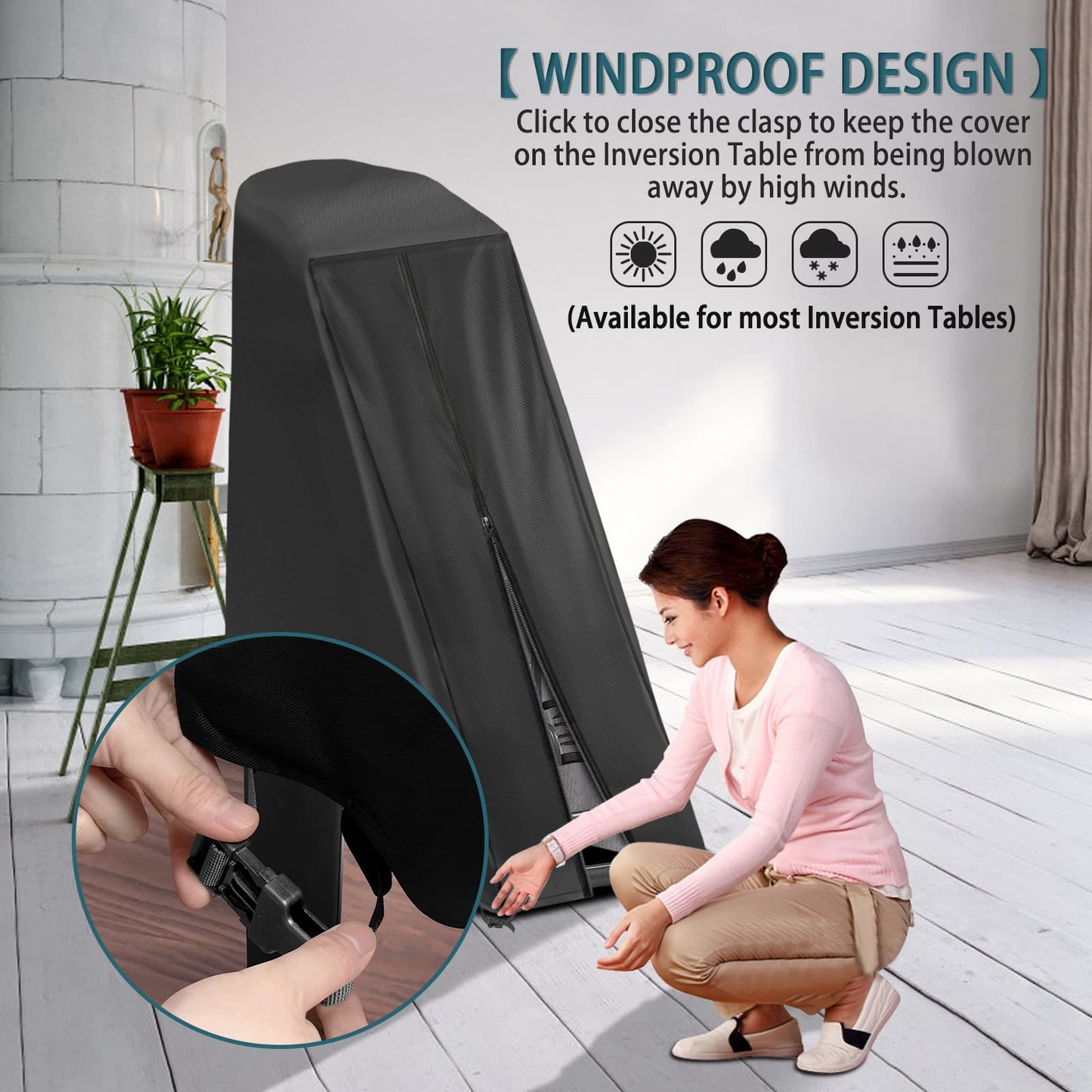Iceberg Elf Inversion Table Cover - Dustproof And Waterproof Inversion Equipment Protection Covers (47" L X 28.3" W X 63" H, Black) - Keep Your Inversion Table Safe From Dirt And Scratches