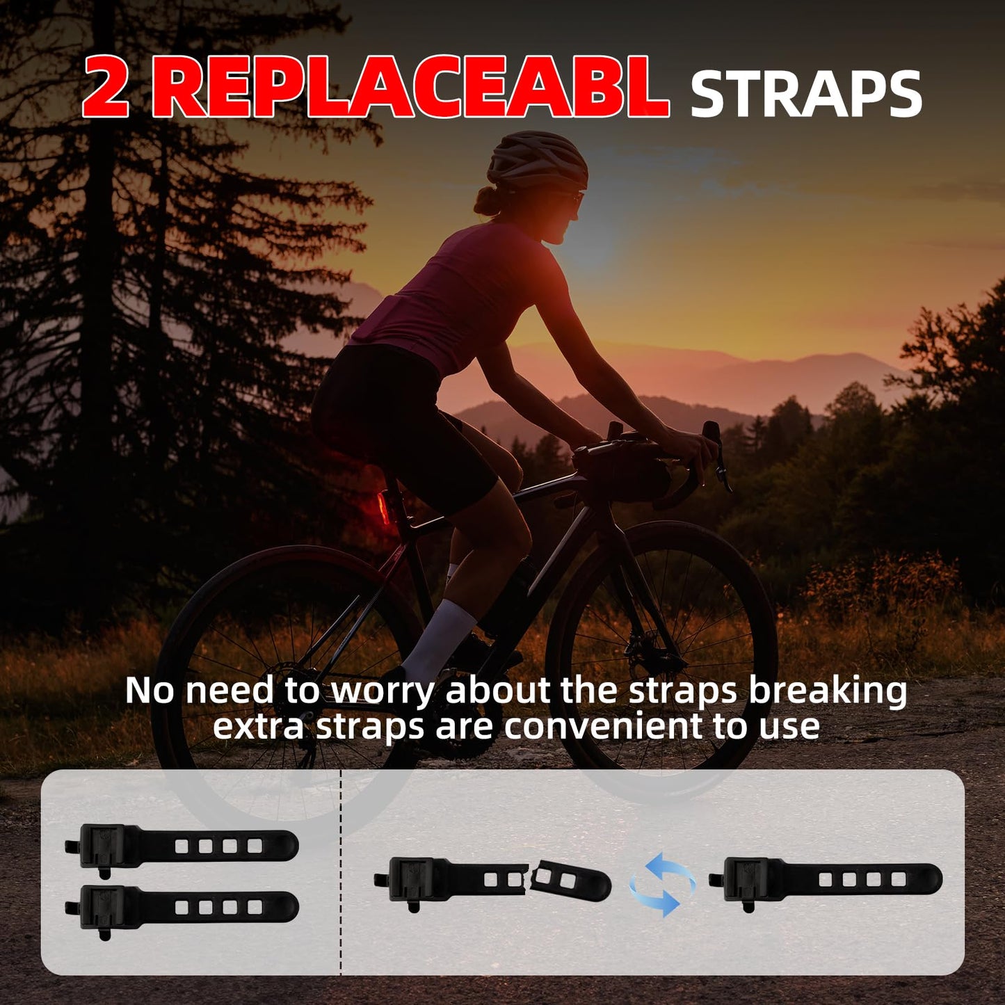 CANWAY Bicycle Rear Light Red Blue, Bike Tail Light Rechargeable 168 Lumens Bike Tail Light Battery USB C 500 mah Turn Signals 5 Modes Waterproof Safety for Road Mountain Night Riding