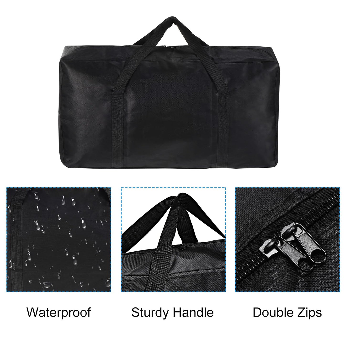 PATIKIL 26" Camp Chair Replacement Bag, Large Storage Duffle Bag Waterproof Moving Bag with Zipper Foldable Canvas Tote Bag for Travel Camping, Black (26"x13.7"x7.8")