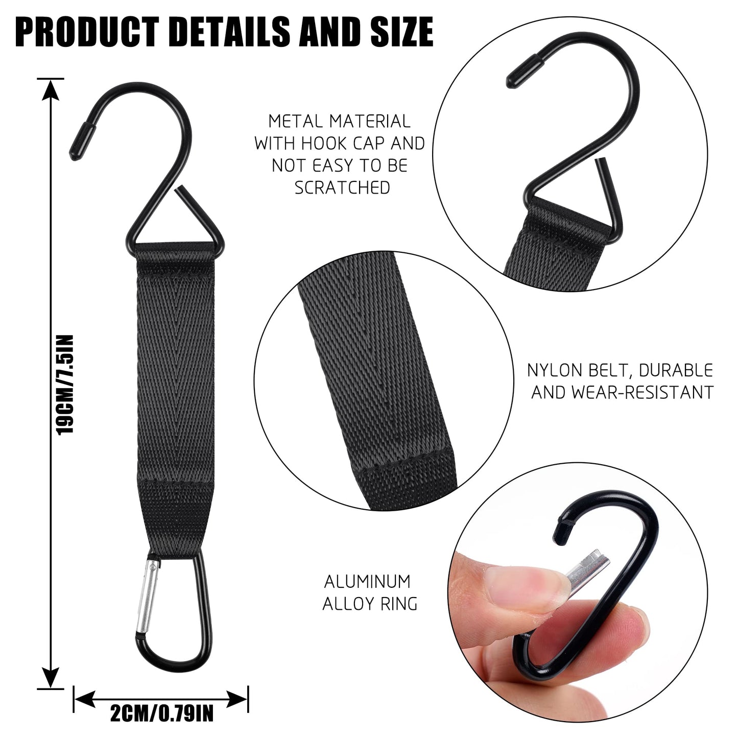Bylion 12-Piece Fence Hooks - Multifunctional Metal Hooks with Nylon Safety Buckles for Outdoor Sports & Camping