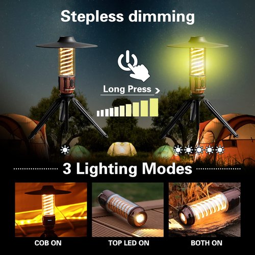 SHWKMOPPE Rechargeable Camping Lantern LED Tent Lights Bright Flashlight 3 Lights Modes IP44 Waterproof for Hurricane Emergency,Hiking,Camping,Backpacking,Fishing