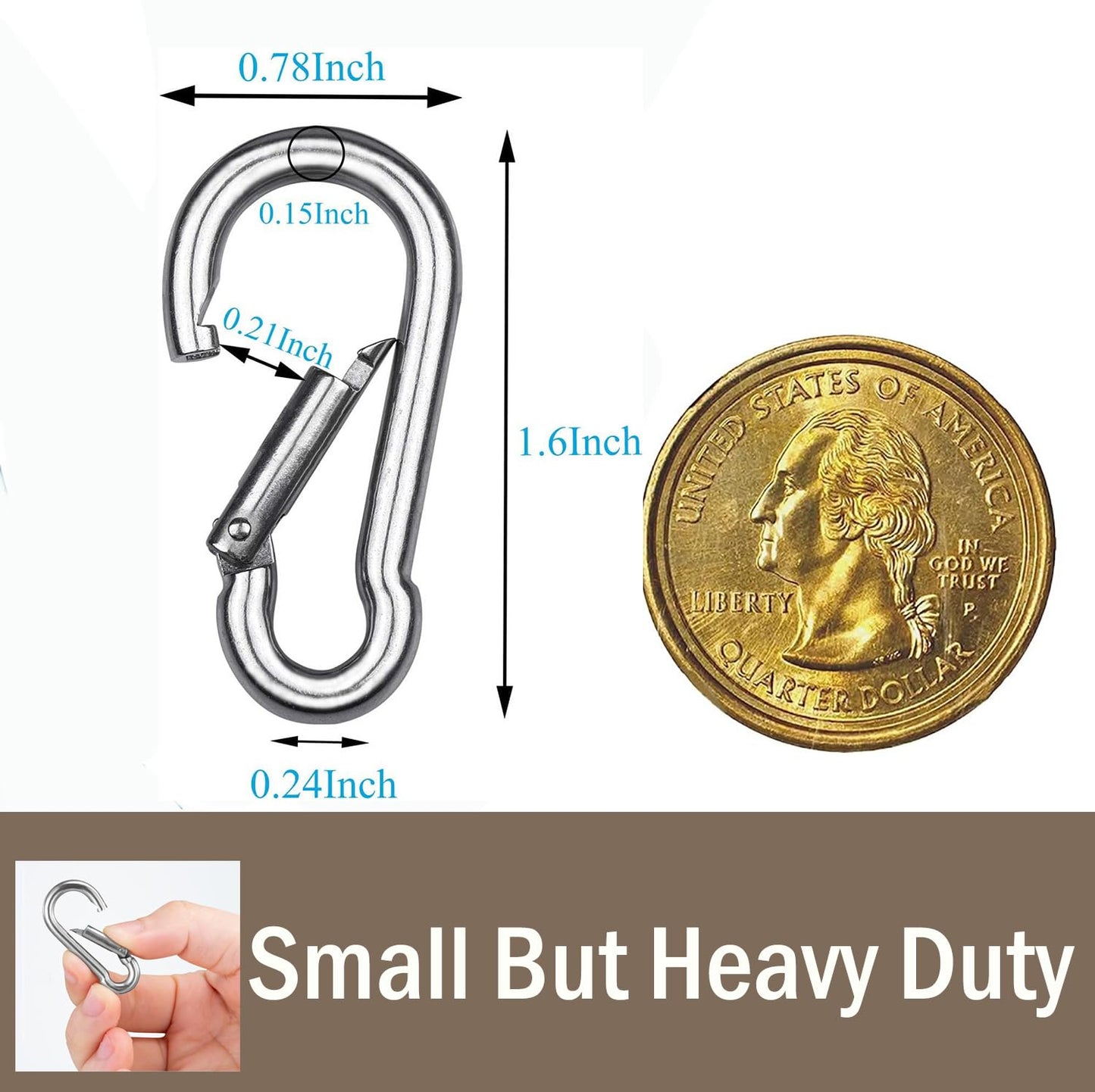 20pcs Small Carabiner Ciip, 1.57inch Mini Carabiners Clips, M4 Spring Snap Hook Heavy Duty, Locking Carribenares for Climbing Hiking Camping Fishing (M4-1.57inch)