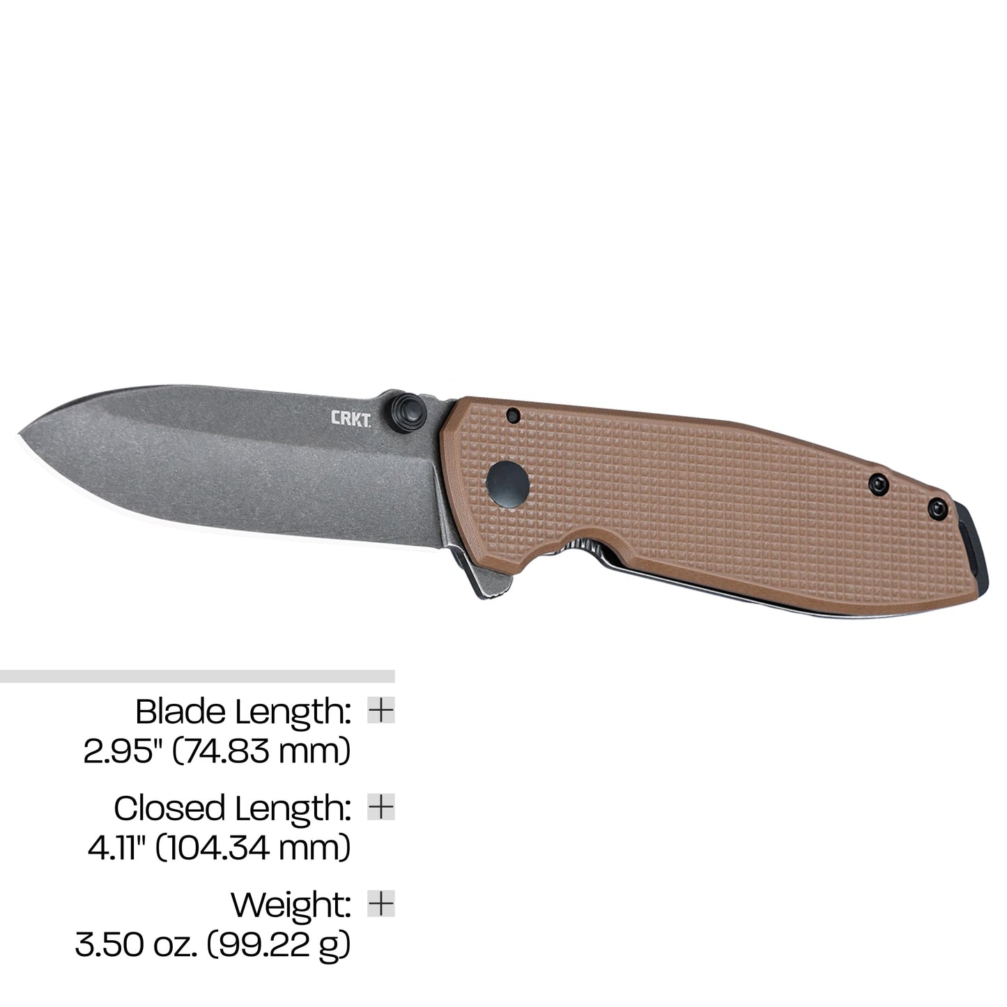 CRKT Squid XM Everyday Carry Assisted Folding Knife with Frame Lock: D2 Plain Edge Blade, G10 Handle, Pocket Clip, 2495B