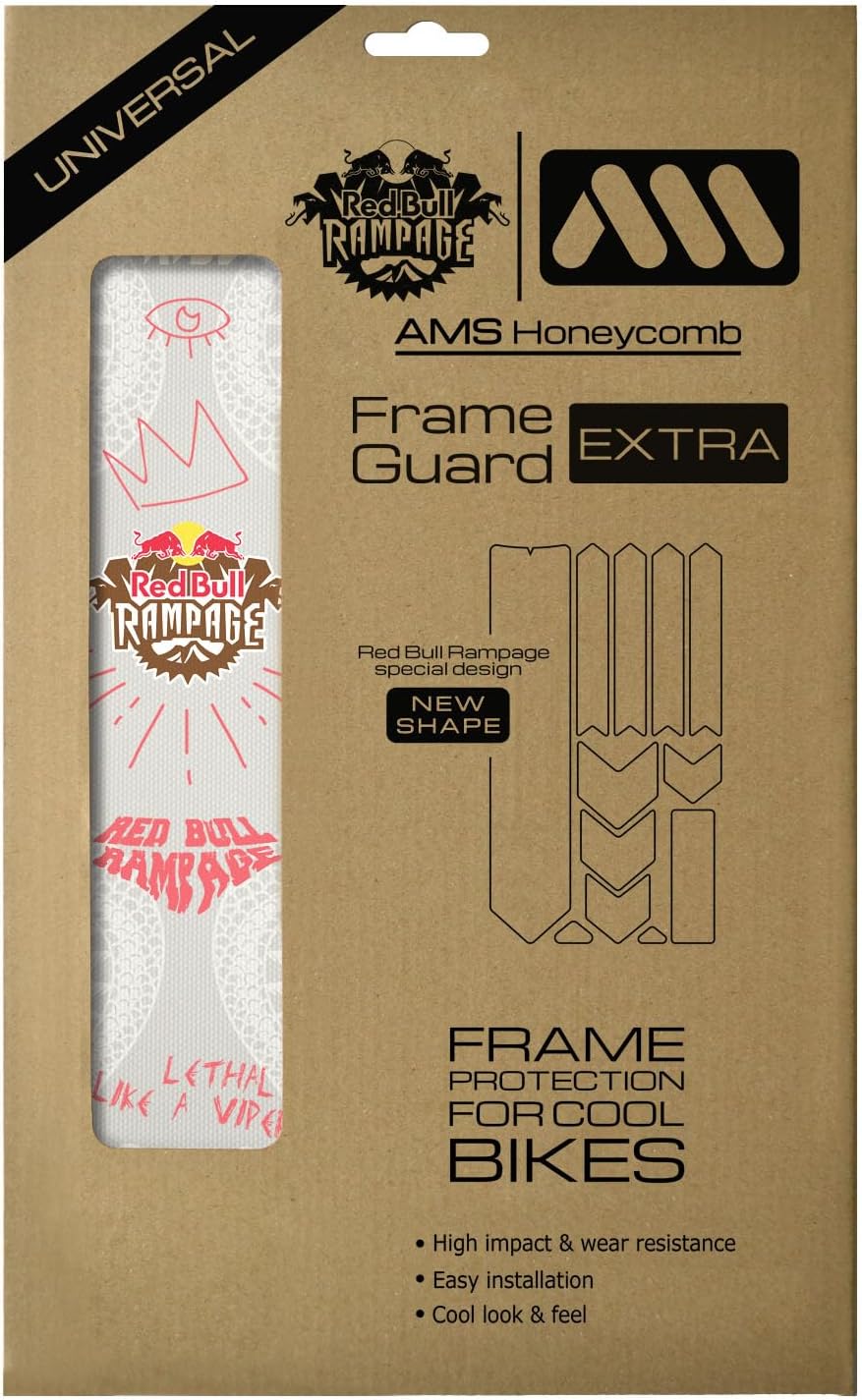 All Mountain Style Bike Frame Protector Extra - Universal Fit, 10-Piece Set for Down Tube, Chainstay, Cable Wear, High-Impact Honeycomb PVC