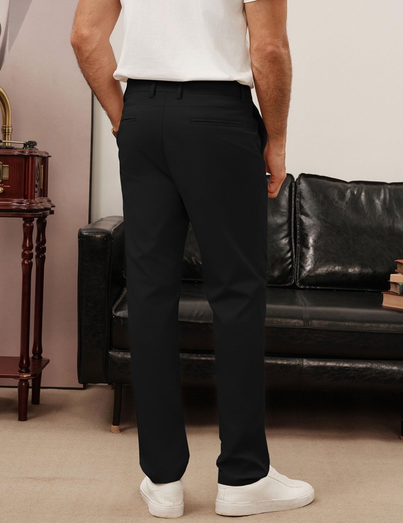 PJ PAUL JONES Mens Golf Pants Stretch Black Straight Fit Golf Joggers Pants Lightweight Casual Flat Front Trousers for Office Work XXL