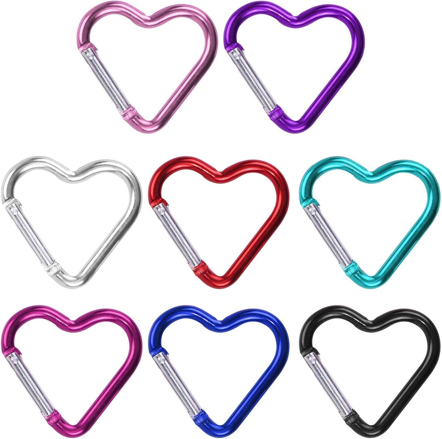 10Pcs Pink Heart-Shaped Carabiner Hooks Strong Load-Bearing Quick Link Key Holders Aluminum Material Creative Shape High Durability Camping Buckles, Accessory and Keychain Carabiners