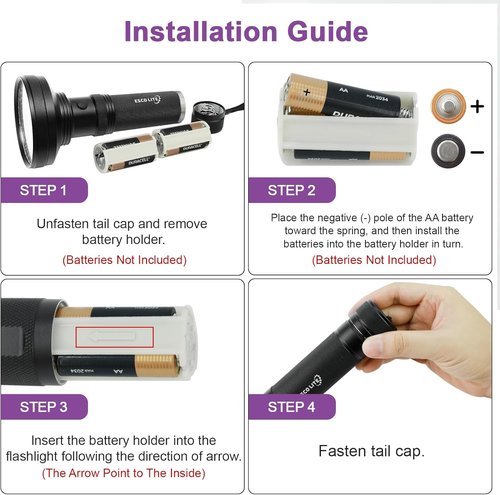 ESCO LITE Escolite UV Flashlight Black Light, 51 LED 395 nM Ultraviolet Blacklight Detector for Dog Urine, Pet Stains and Bed Bug