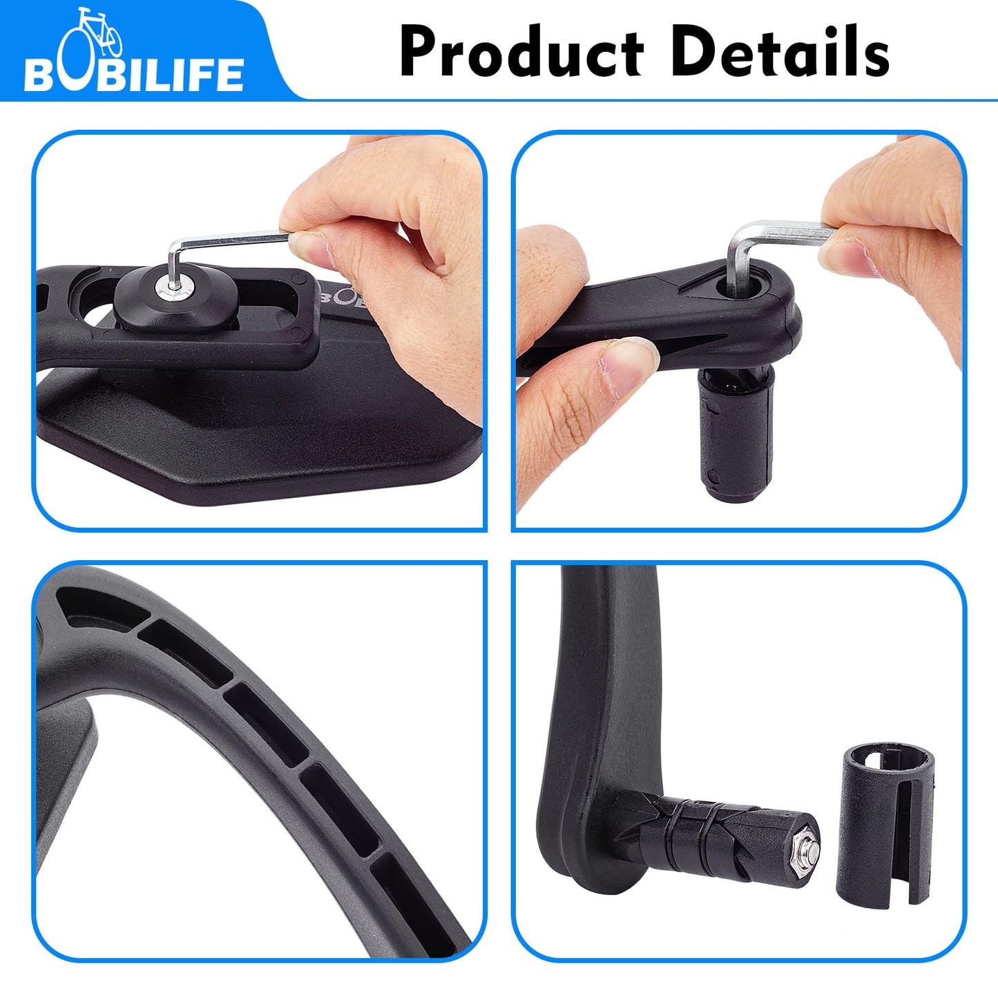 Bike Handlebar Bar End Rear View Mirror - Big Size 360° Adjustable HD Convex Glass Lens Rearview Side Mirrors for Mountain Bike Bicycle Scooter E-bike, 2 Pack