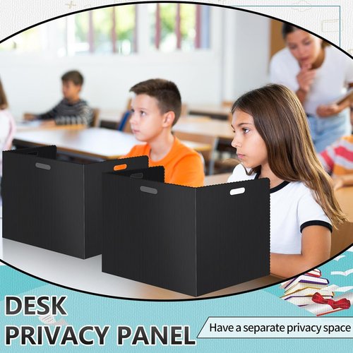 22Pack Desk Dividers for Students 14 × 17.5 × 14 Inch Plastic Durable and Waterproof Black Privacy Folders Shields Test Dividers with Classroom Privacy Boards for School Study Supplies (Black)