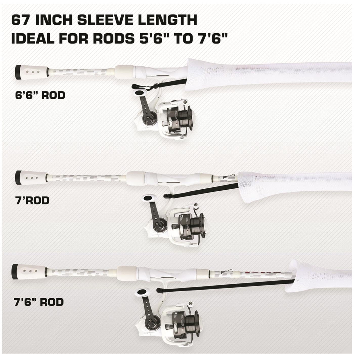 Abu Garcia® Premium Fishing Rod Sleeve, 67 in., Lightweight and Extremely Durable Woven Nylon PET Fishing Rod Cover, Reinforced Tip, Easy-Close Drawstring