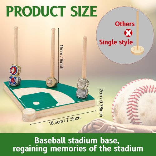 Spiareal Baseball Ring Holder, Softball Ring Display Case, Championship Baseball Ring Stand, Stadium Design Homeplate Stacked, Sports Baseball Ring Holder Gifts for Lovers Grandpa Dad