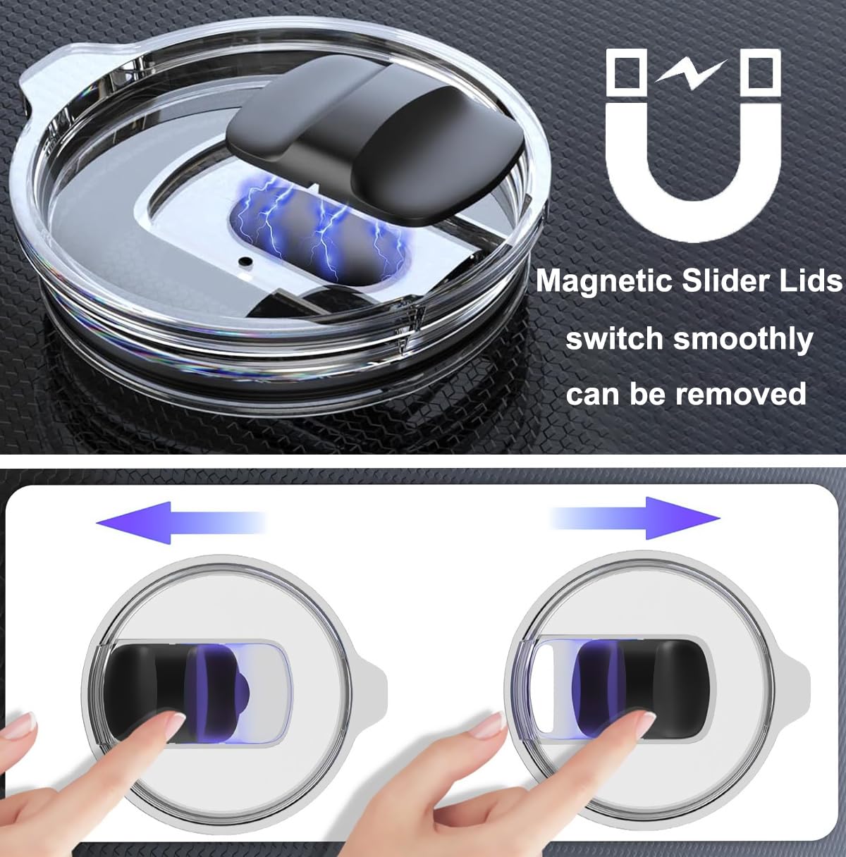 2PCS for YETI 30 oz Tumbler Lid, Replacement Lids Magnetic Slider Compatible for Yeti 30 oz Tumbler, 14 oz Mug and 35 oz Straw Mug, Travel Spill Proof Cup Lids Covers with Magnetic Slider Switch