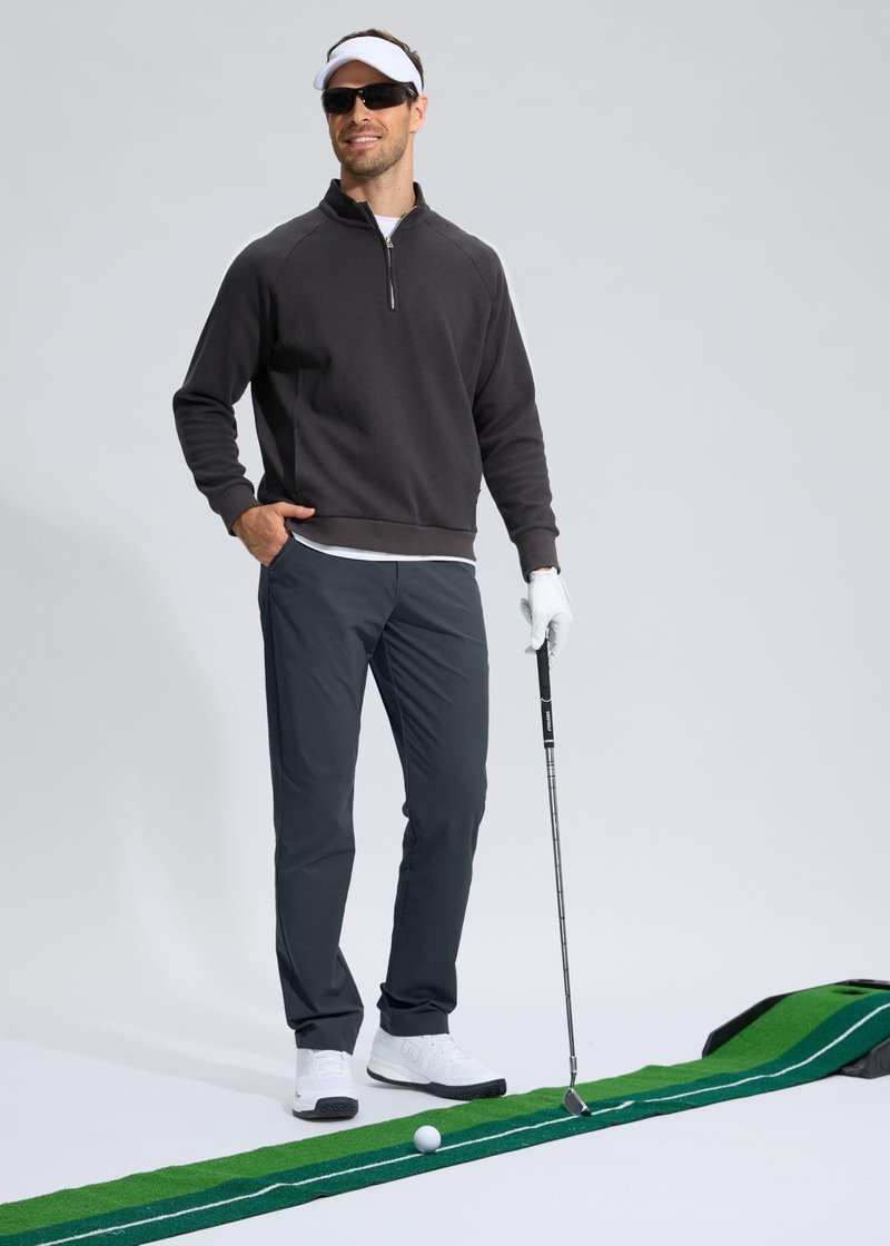 Pudolla Men's Golf Pants Mens Dress Pants Stretch Work Pants 30 Lightweight Quick Dry Slacks Casual Trousers with Pockets(Iron Grey 38Wx30L)
