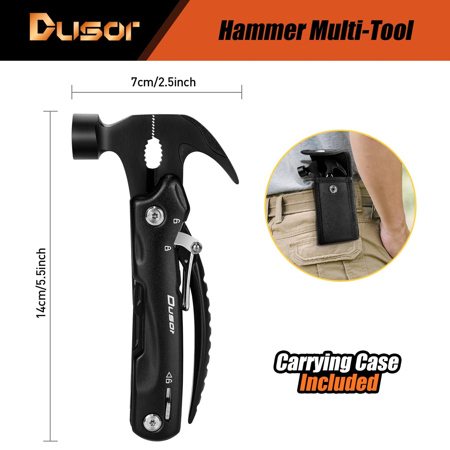 Dusor Gifts for Men 12 in 1 Hammer Multitool, Stocking Stuffers for Men, White Elephant Gifts for Adults, Gift for Dad Who Have Everything, Mens Gift for Christmas, Cool Gadgets for Boyfriend Husband