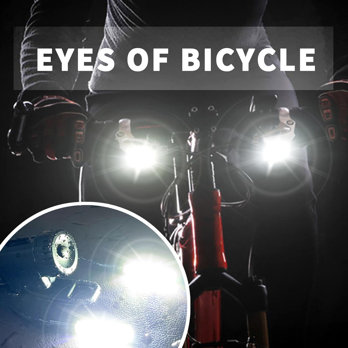 Loodika Bike Lights 2PCS Set Ultra Bright, 1 Bicycle Headlight & 1Taillight,IPX5 Waterproof Bike Light for Night Riding,4 Light Mode Options,60 Hrs Long Battery Life, AAA+Batteries Included