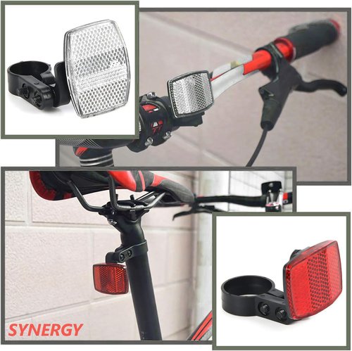 SYNERGY 6 PCS Bike Front and Rear Reflectors Kit Bicycle Light Reflectors Bike Safety Warning Reflectors Cycling Accessories for Handlebar and Night Cycling (Yellow)