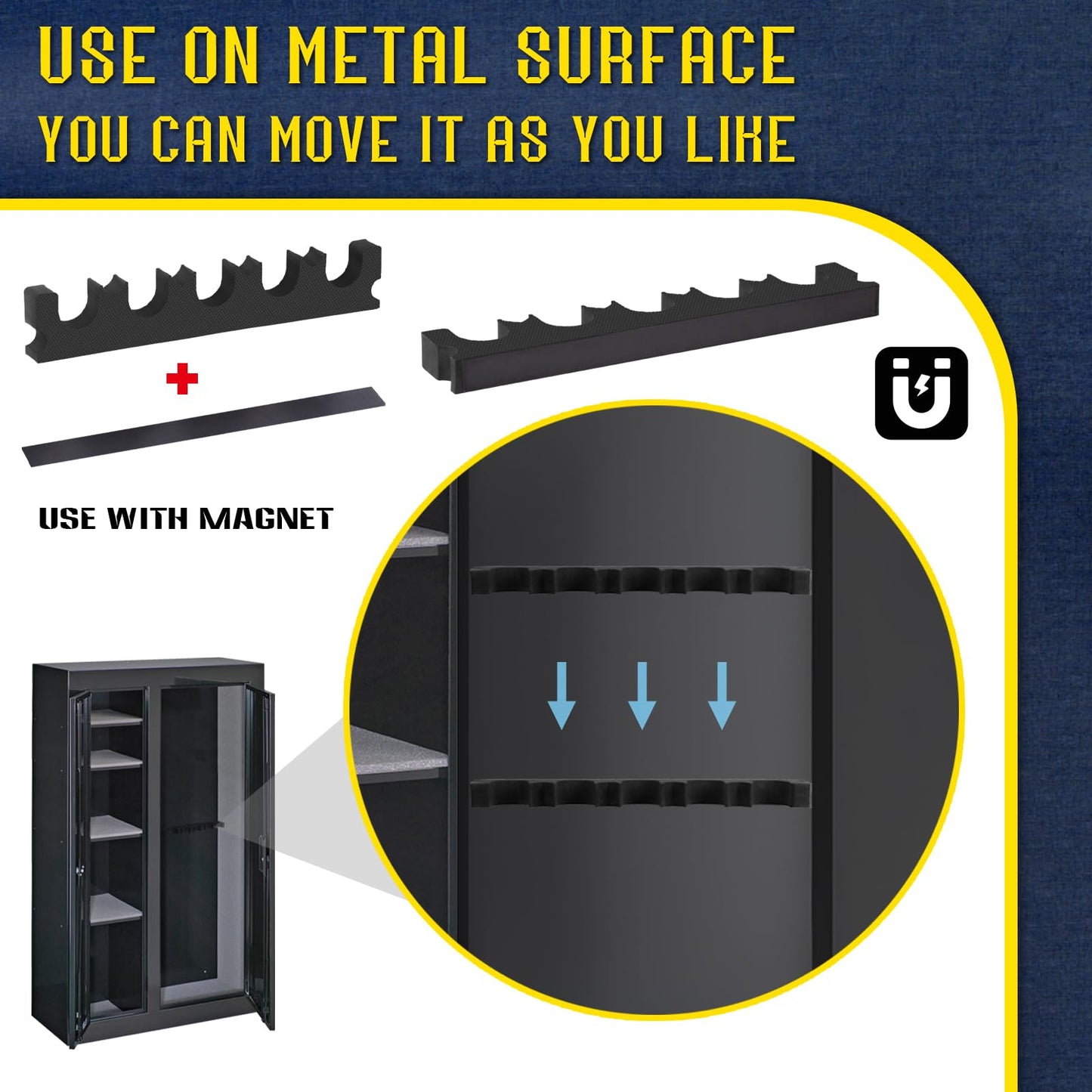 2 Pack Gun Safe Organizer, Gun Rack for Gun Storage, Gun Safe Accessory for Shotgun and Rifle, Shotgun Rifle Barrel Rest, Foam Gun Rack with Magnetic Strip, Gun Holder in Gun Cabinet, Gift for Hunters